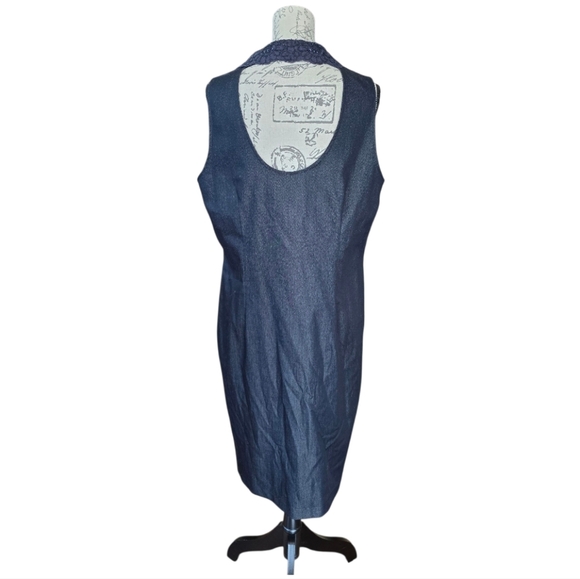 John Roberts Navy Black Embroidered Sleeveless Button Front Dress 16 - Picture 6 of 9